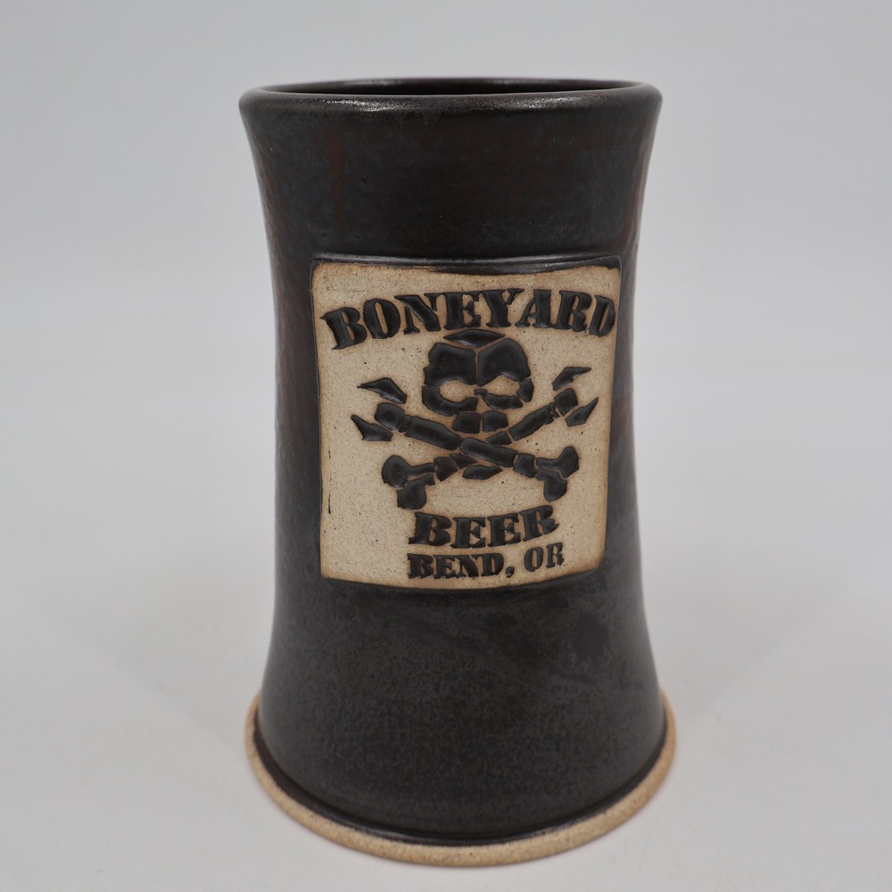 Boneyard Beer Stoneware Mug Large Brown Skull Logo Bend Oregon Pottery